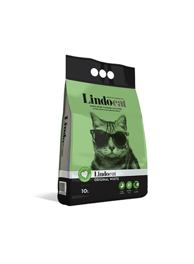 Lindocat Cat Litter, White Bentonite, Original White, Fragrance-Free, 10 L