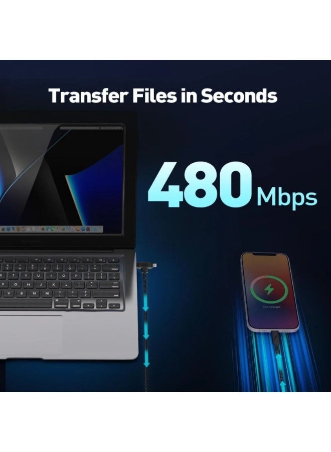 جودا سلك JODA قماشي تايب سي الى تايب سي ولايتنينق بطول 1 متر - اسود - Image 2