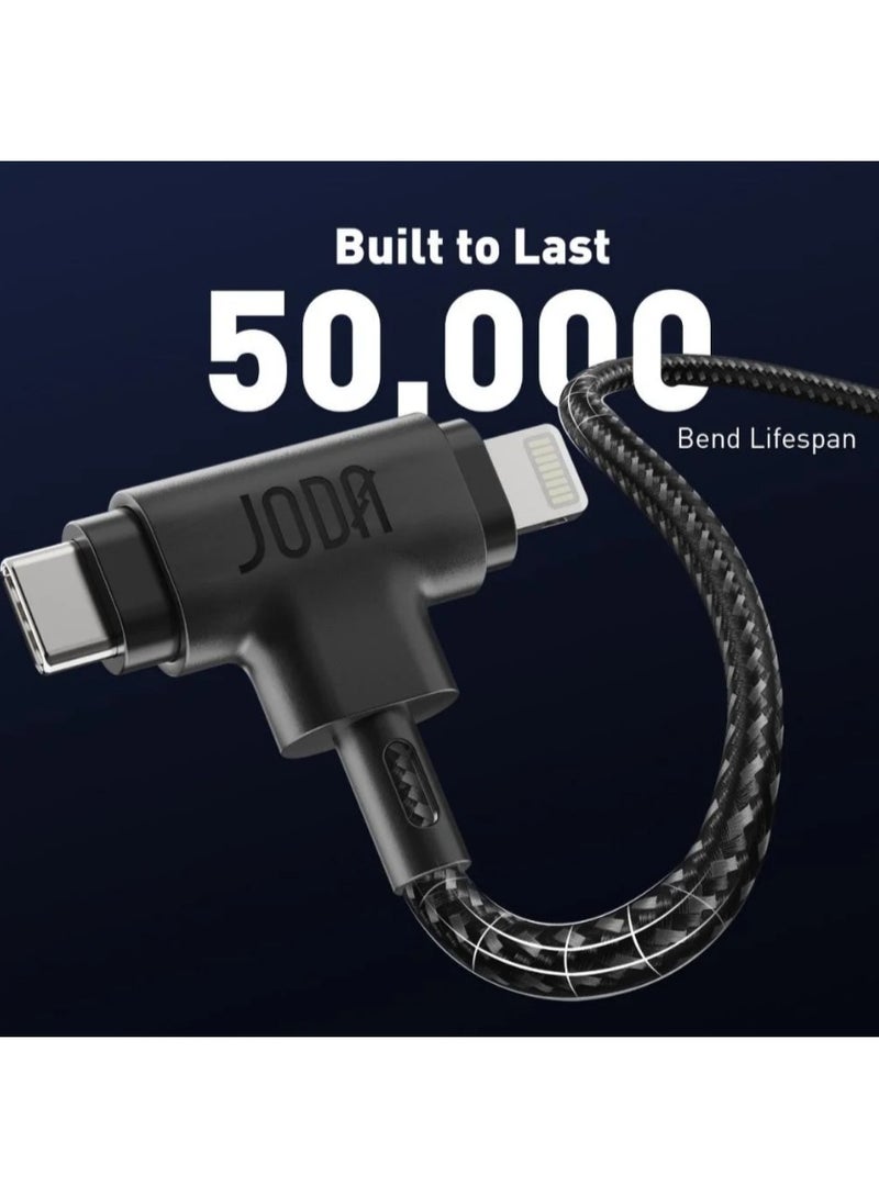 جودا سلك JODA قماشي تايب سي الى تايب سي ولايتنينق بطول 1 متر - اسود - Image 3