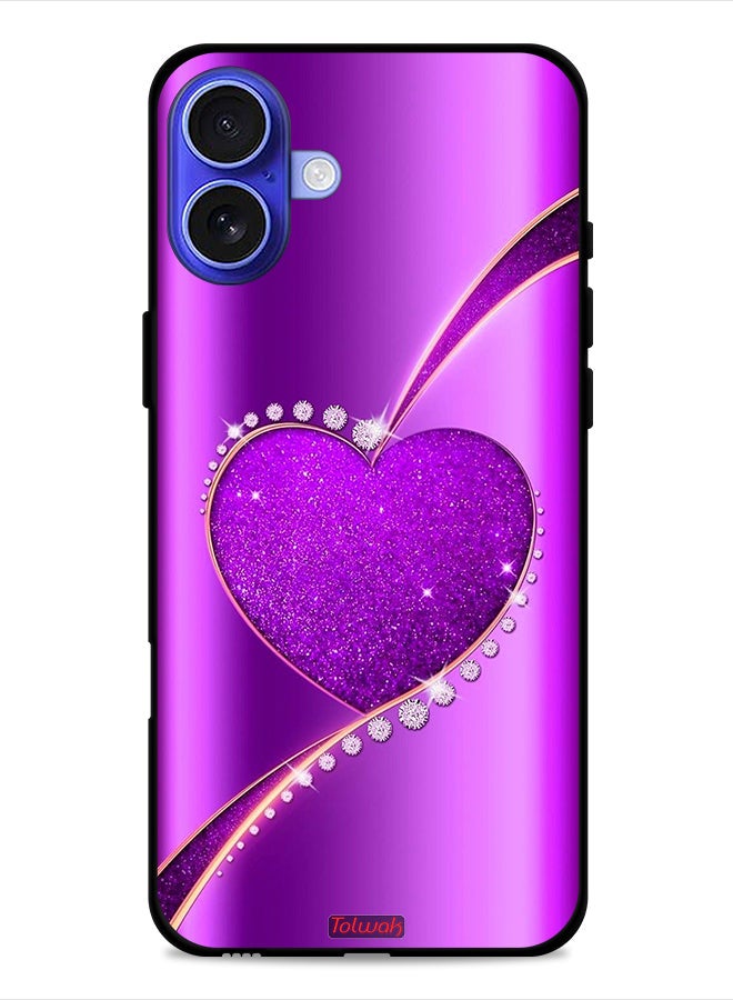 Tolwak Apple iPhone 16 Protective Case Cover Glitter Heart - Image 1