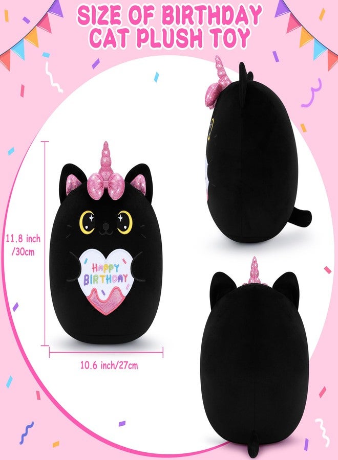 Auspicious beginning Happy Birthday Gift Black Unicorn Cat Plush Toys-11'' Black Cat Plushies Anime Plush-Kawaii Plushie Toy Stuffed Animals Cute Plushies, Black Unicorn Cat Plush Pillow Birthday Gifts for Kids - Image 2