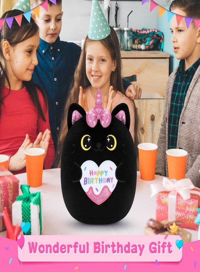 Auspicious beginning Happy Birthday Gift Black Unicorn Cat Plush Toys-11'' Black Cat Plushies Anime Plush-Kawaii Plushie Toy Stuffed Animals Cute Plushies, Black Unicorn Cat Plush Pillow Birthday Gifts for Kids - Image 4