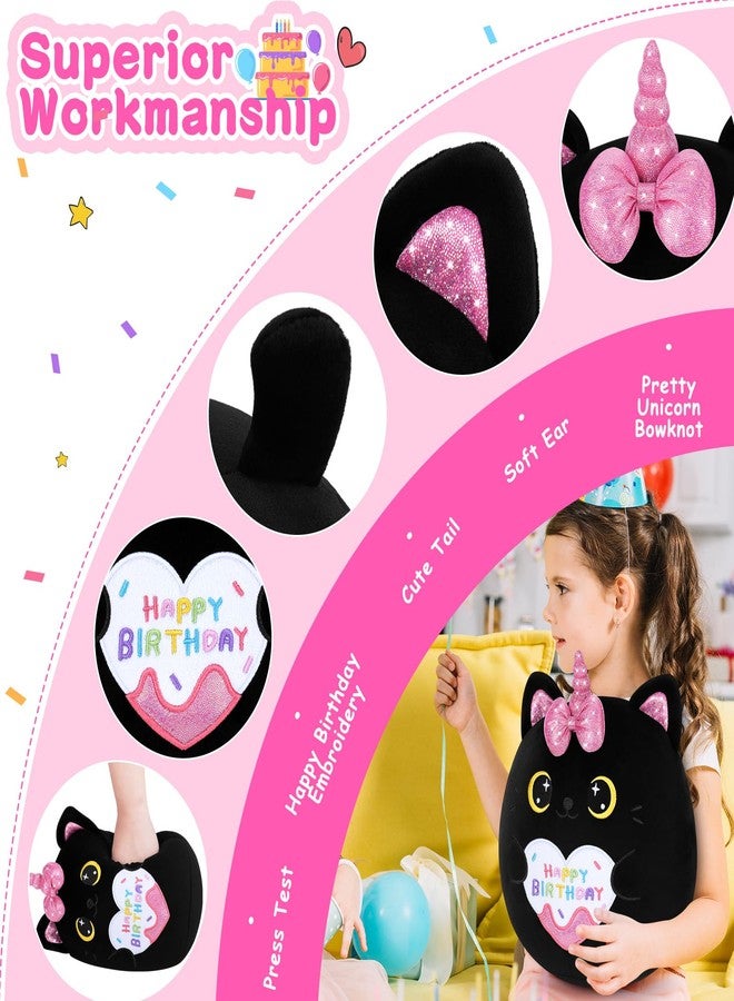 Auspicious beginning Happy Birthday Gift Black Unicorn Cat Plush Toys-11'' Black Cat Plushies Anime Plush-Kawaii Plushie Toy Stuffed Animals Cute Plushies, Black Unicorn Cat Plush Pillow Birthday Gifts for Kids - Image 3