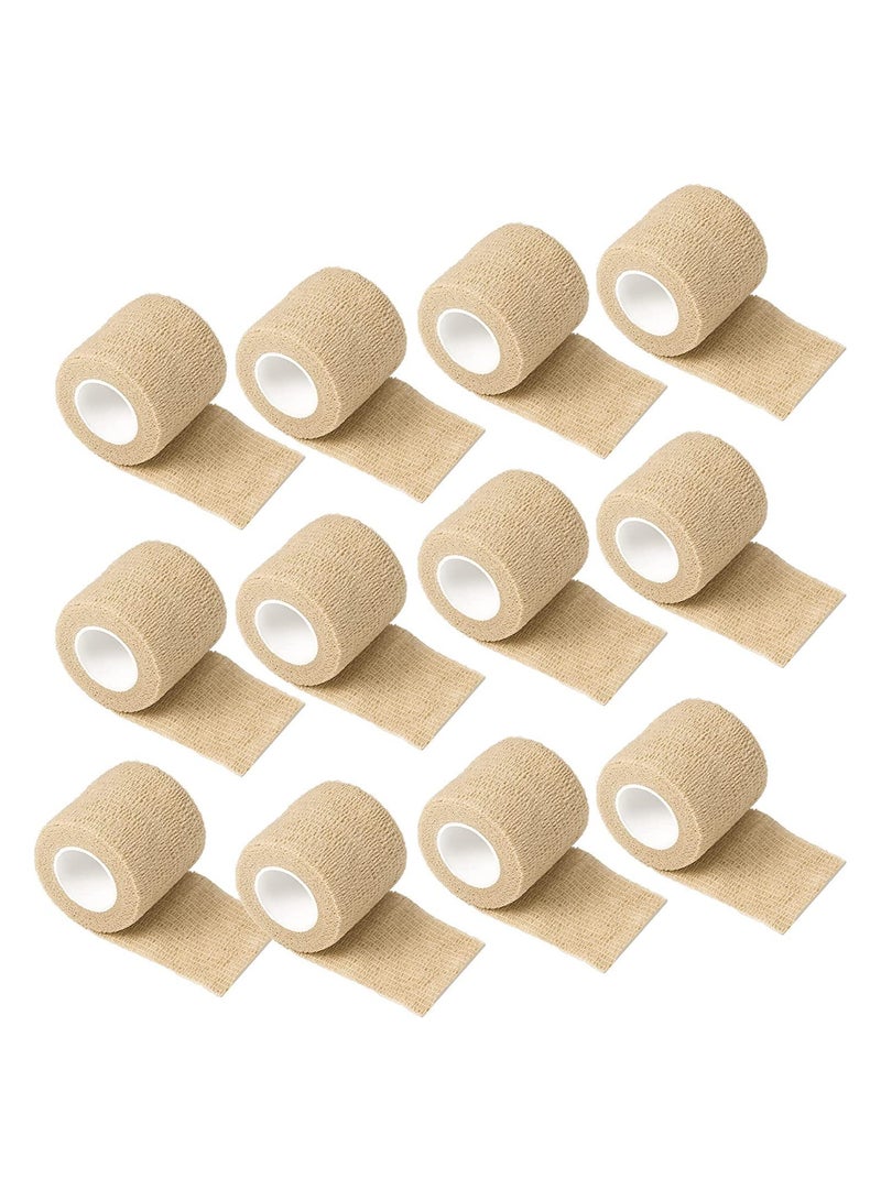 كابتن تيك Self Adhesive Elastic Tape, 2 x 5 Yards Cohesive Bandages for Sports, Breathable Wound Wrap for Wrist, Ankle & Pets, 12 Pack Skin Color - Image 1