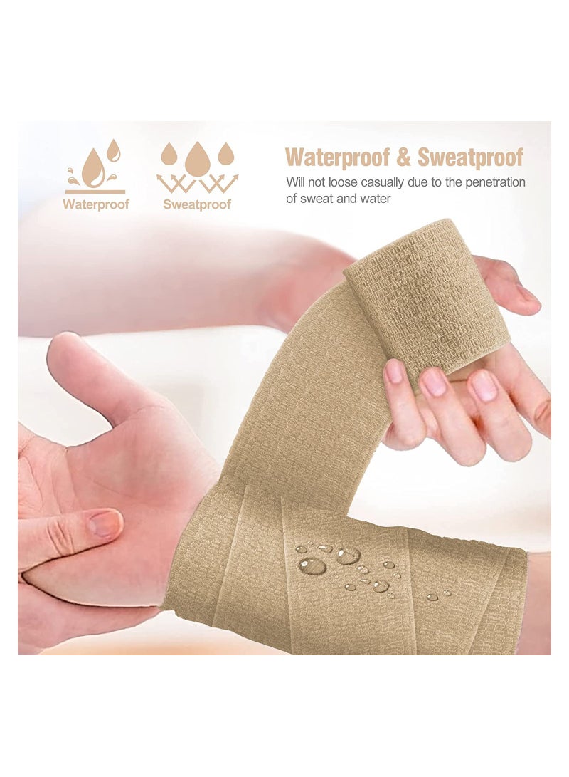 كابتن تيك Self Adhesive Elastic Tape, 2 x 5 Yards Cohesive Bandages for Sports, Breathable Wound Wrap for Wrist, Ankle & Pets, 12 Pack Skin Color - Image 4