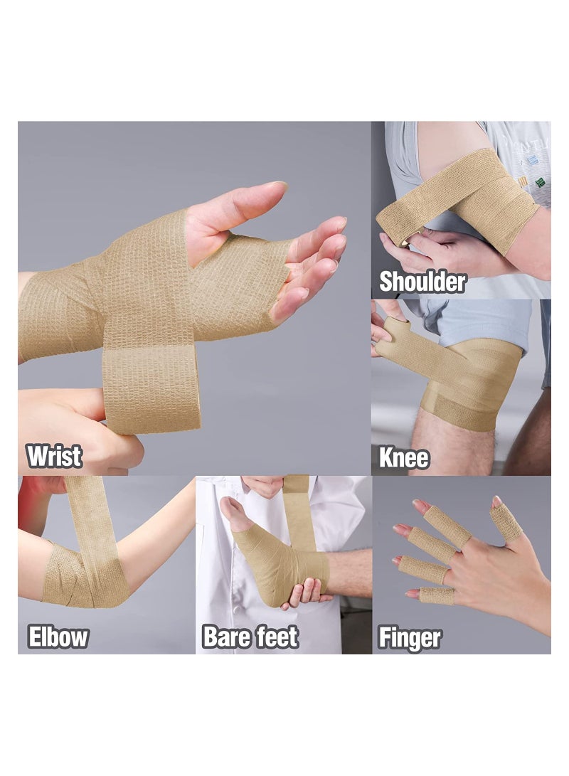 كابتن تيك Self Adhesive Elastic Tape, 2 x 5 Yards Cohesive Bandages for Sports, Breathable Wound Wrap for Wrist, Ankle & Pets, 12 Pack Skin Color - Image 5