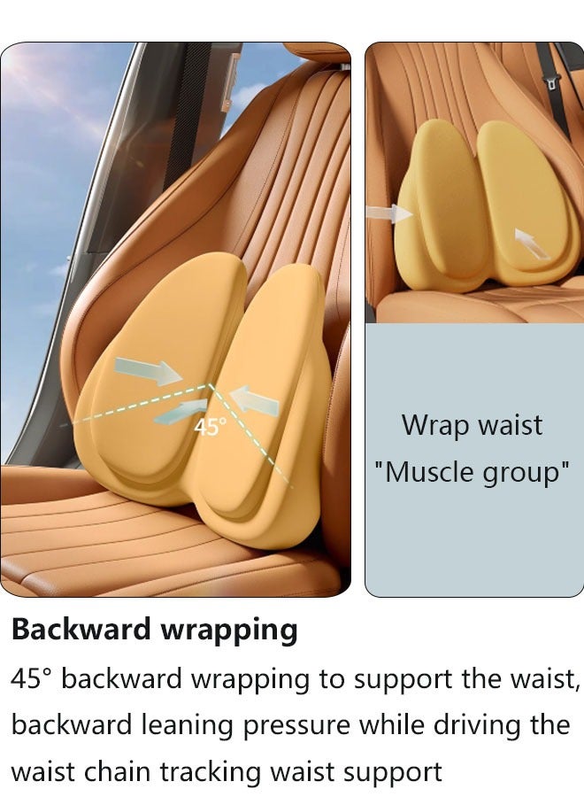 وسادة دعم أسفل الظهر أو كرسي مكتب دعم الظهر وسادة أسفل الظهر للسيارة والألعاب وكرسي المكتب - تحسين وضعية الجلوس وتخفيف آلام الظهر، رغوة الذاكرة، دعم حماية الخصر وسادة مقعد السائق مناسبة للسفر في الهواء الطلق (أسود) - Image 3