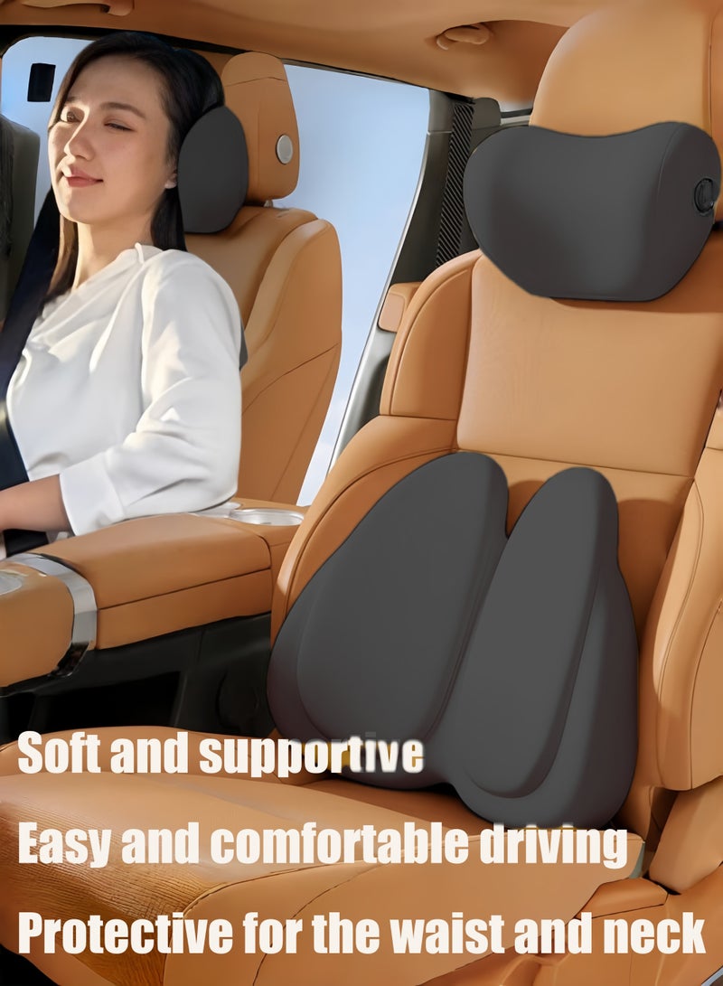 وسادة دعم أسفل الظهر أو كرسي مكتب دعم الظهر وسادة أسفل الظهر للسيارة والألعاب وكرسي المكتب - تحسين وضعية الجلوس وتخفيف آلام الظهر، رغوة الذاكرة، دعم حماية الخصر وسادة مقعد السائق مناسبة للسفر في الهواء الطلق (أسود) - Image 5