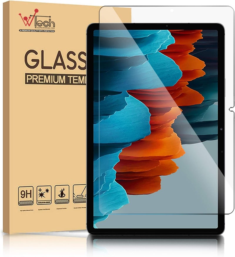 Wtech 9H Hardness 0.2mm Thin 2.5D Rounded Edge Anti-Explosion Anti-Fingerprint Scratch Resistance Premium Tempered HD Glass Transparent Screen Protector for Samsung Galaxy Tab S7+ / S7 P - Image 1