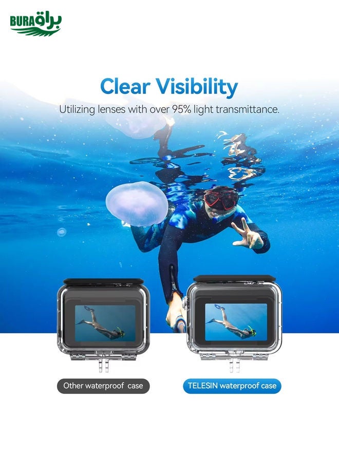 BURAQ For Insta360 Ace Pro Camera TELESIN 45m Waterproof Case Underwater Diving Housing Cover - Image 4