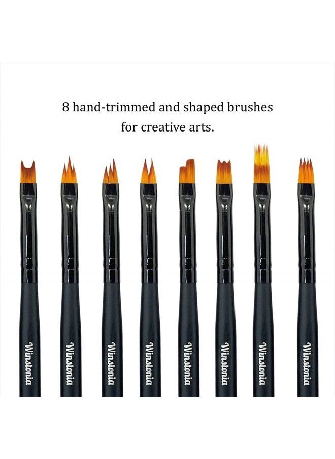 Winstonia - 8 Pcs Nail Brush Set for Flowers, Gradient, Ombre Art Pattern Manicure Designs - Professional Gel, Acrylic and Polish Nail Art Brushes Kit – BLACK PEARL - Image 1