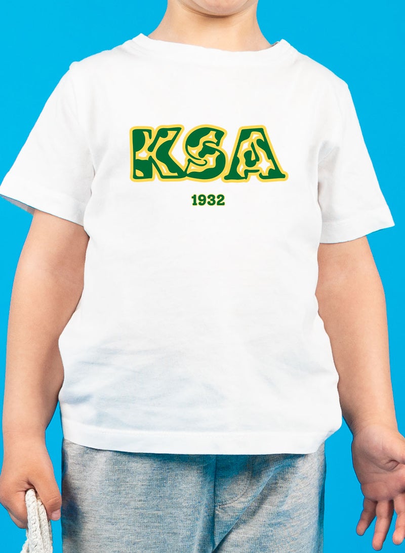 لوحة تيشيرت قطن للأطفال مناسب للأولاد والبنات لمناسبة اليوم الوطني السعودي أو للفخر بالانتماء للوطن في كل الأوقات - Image 4