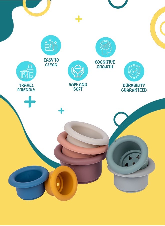 Babies Basic Silicone Stacking Toy For Babies/Kids, Stacking Cup, Bpa Free 100% Safe - Cup  - Image 2