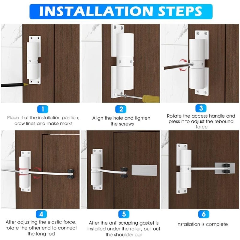 SHREE HANS CREATION Door Closer Zinc Alloy Automatic Safety Spring Door Closer Adjustable Self Closing Door Hinge Lock Quiet Door Closer for Wooden Door Metal Door Security Door Residential Commercial Use - Image 2