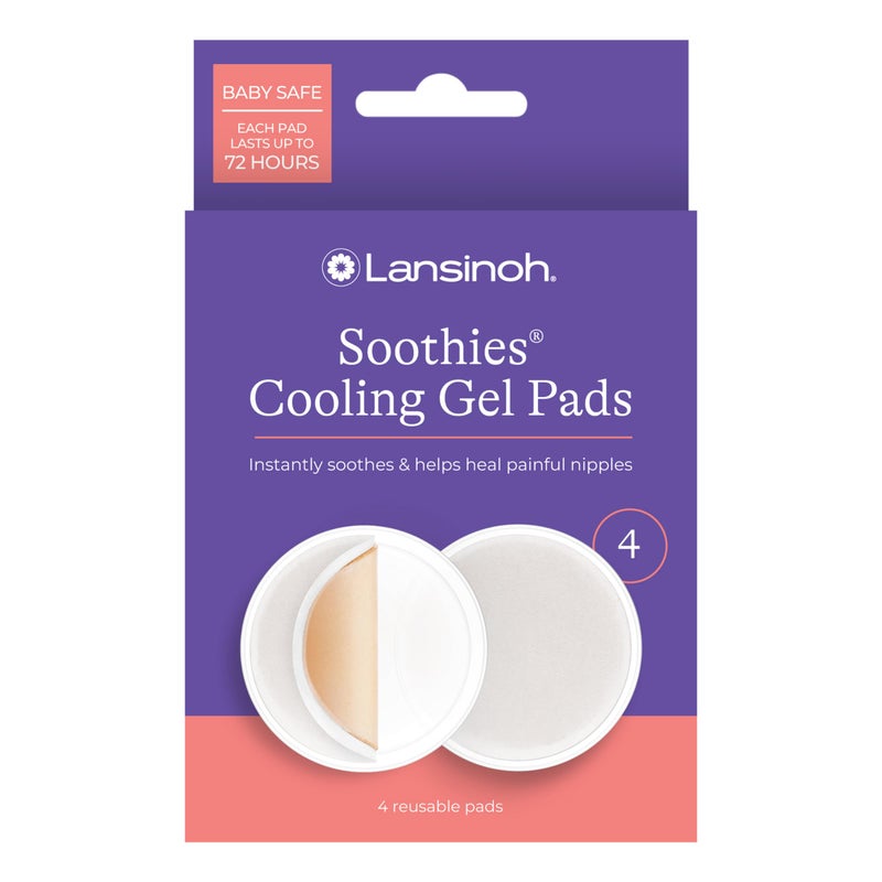 Lansinoh Soothies Cooling Gel Pads, 4 Count, Breastfeeding Essentials, Provides Cooling Relief for Sore Nipples - Image 1