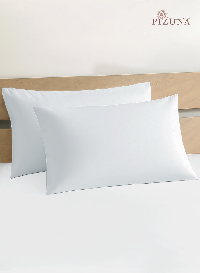 بيزونا Pure 100% Cotton Pillow Case 48 x 74 cm White, 400 Thread Count Soft Luxurious Long Staple Cotton Sateen Weave Pillow - Image 1