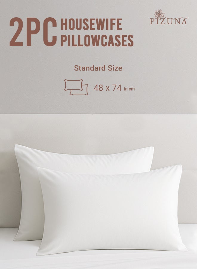 بيزونا Pure 100% Cotton Pillow Case 48 x 74 cm White, 400 Thread Count Soft Luxurious Long Staple Cotton Sateen Weave Pillow - Image 3