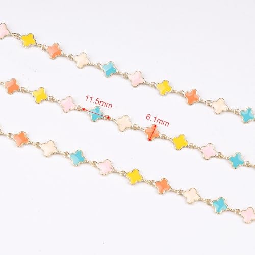 YOUBEIYEE 3 Meters Multicolored Enamel Jewelry Making Chains Oil Drip Four Leaf Clover Chains for Jewelry Making - Image 3