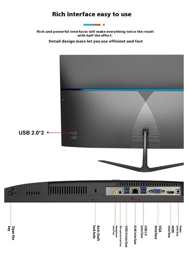 Kaulle - Desktop Computer All In One Pc 23.8 Inch All In One Desktop,Intel Core I5 3320M Processor,8 GB Ram,256 GB Ssd,Bluetooth 4.2 And Windows 10 All In One Desktop Computer With Keyboard And Mouse Black A238H - Image 1