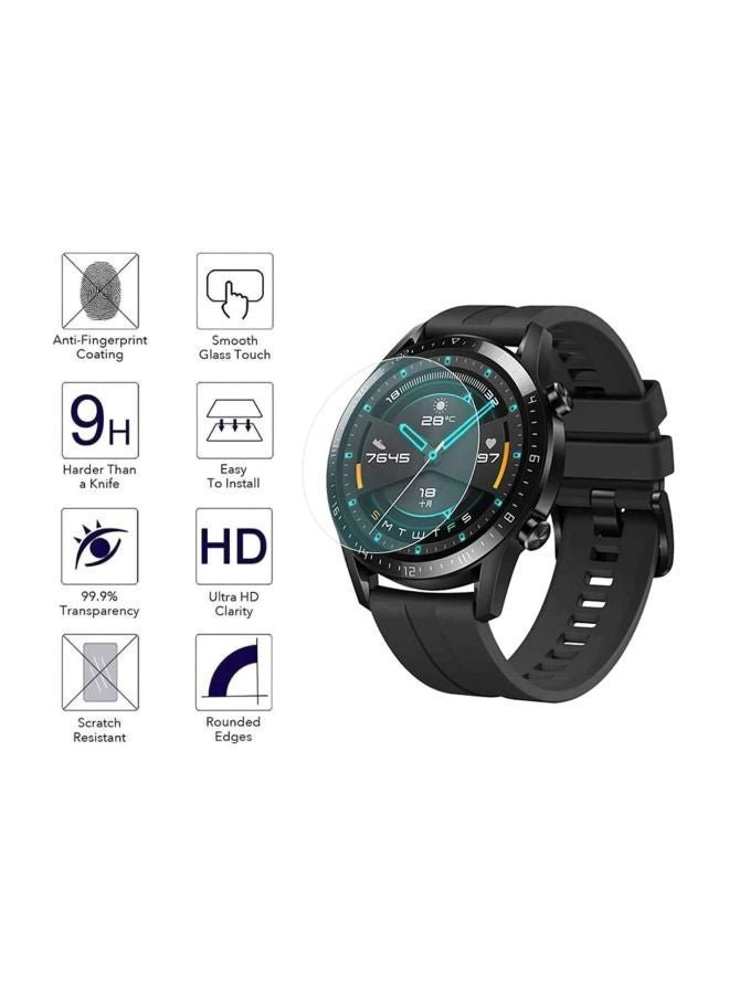 Tempered Glass Screen Protector For Huawei Watch GT 2 46mm Black/Clear  - Image 2