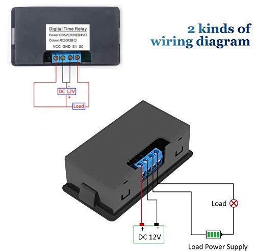 IS Timer Relay, Icstation DC 12V Time Delay Switch 10A Timer Switch Module Programmable Digital Time Cycle ON-Off Control 0-999s/min/h LED Display Time Relay Switch Module for Light Water Pump Engine - Image 3