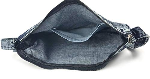 Hoxis Denim Indigo Hobo Cross Body Bag Womens Shoulder Bag (Indigo) - Image 4