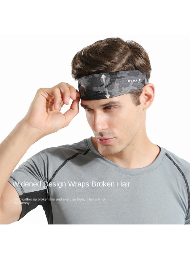 ريكسشي عصابة رأس رياضية للرجال، عريضة لامتصاص العرق للصيف والهواء الطلق وكرة السلة والجري واللياقة البدنية، لفافة رأس عريضة، ربطة شعر - Image 2