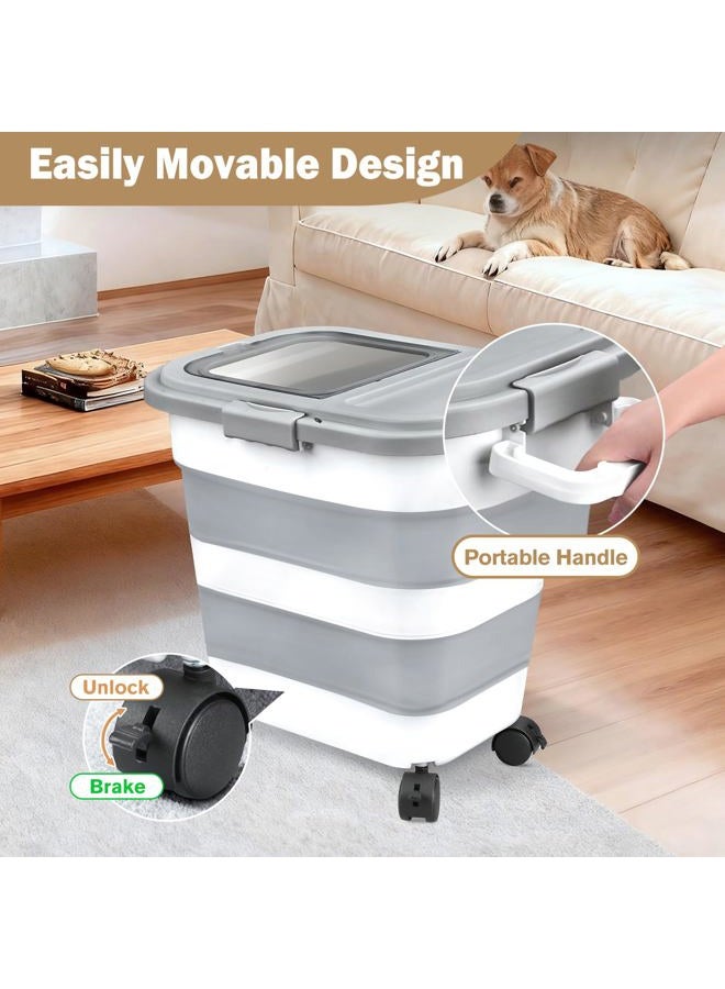 Komzon Rice Storage Container, Collapsible Airtight Food Storage Containers 20-30 Lbs, Rice Dispenser Bin with Cup and Scoop for Flour Cereal Pasta Grain, Cat Bird Pet Dog Food Storage Container - Image 3