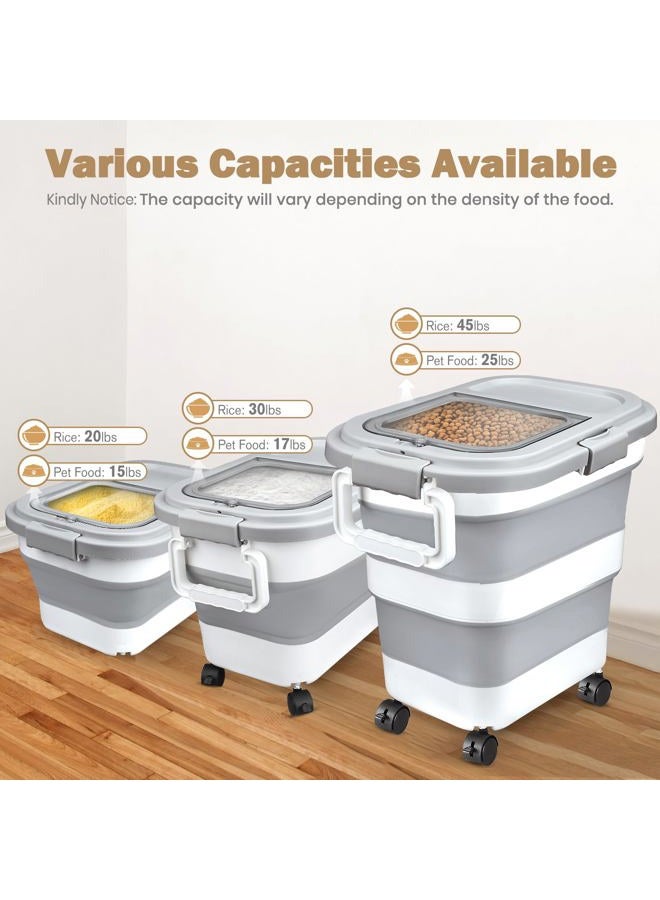 Komzon Rice Storage Container, Collapsible Airtight Food Storage Containers 20-30 Lbs, Rice Dispenser Bin with Cup and Scoop for Flour Cereal Pasta Grain, Cat Bird Pet Dog Food Storage Container - Image 2