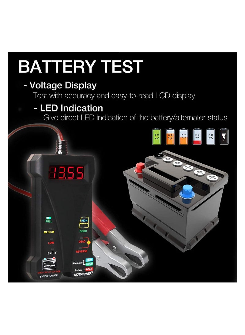 MOTOPOWER 12V Digital Car Battery Test Voltmeter and Charging System Analyzer - Image 3