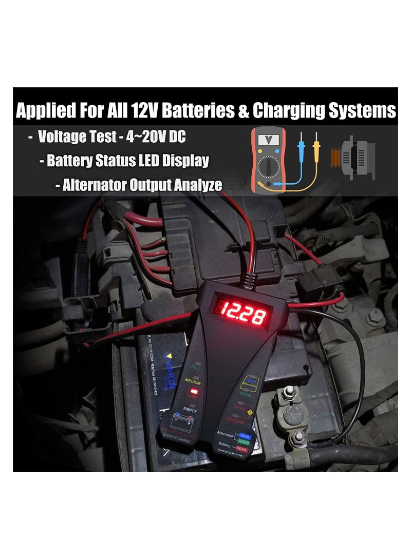 MOTOPOWER 12V Digital Car Battery Test Voltmeter and Charging System Analyzer - Image 2