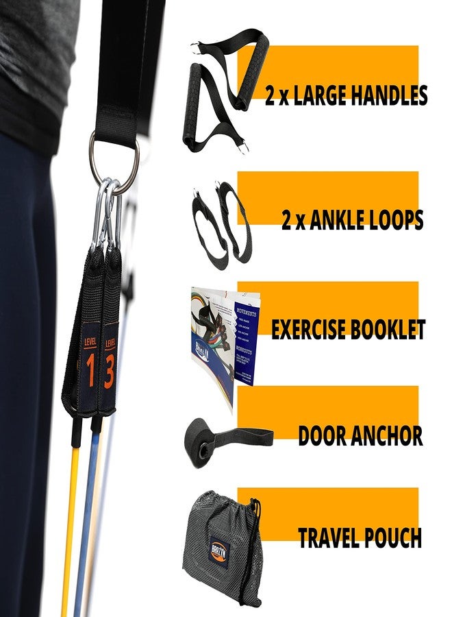 Brazyn Resistance Bands Kit with Handles 12-Piece Band Set with Travel Pouch, Guide, Ankle Straps & Door Anchor - for Workouts Gym Strength Training Bungee Yoga Pilates Physical Therapy - 150lbs - Image 5