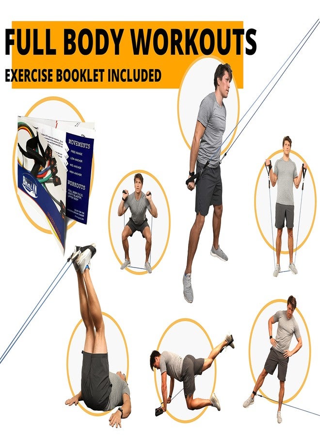 Brazyn Resistance Bands Kit with Handles 12-Piece Band Set with Travel Pouch, Guide, Ankle Straps & Door Anchor - for Workouts Gym Strength Training Bungee Yoga Pilates Physical Therapy - 150lbs - Image 3