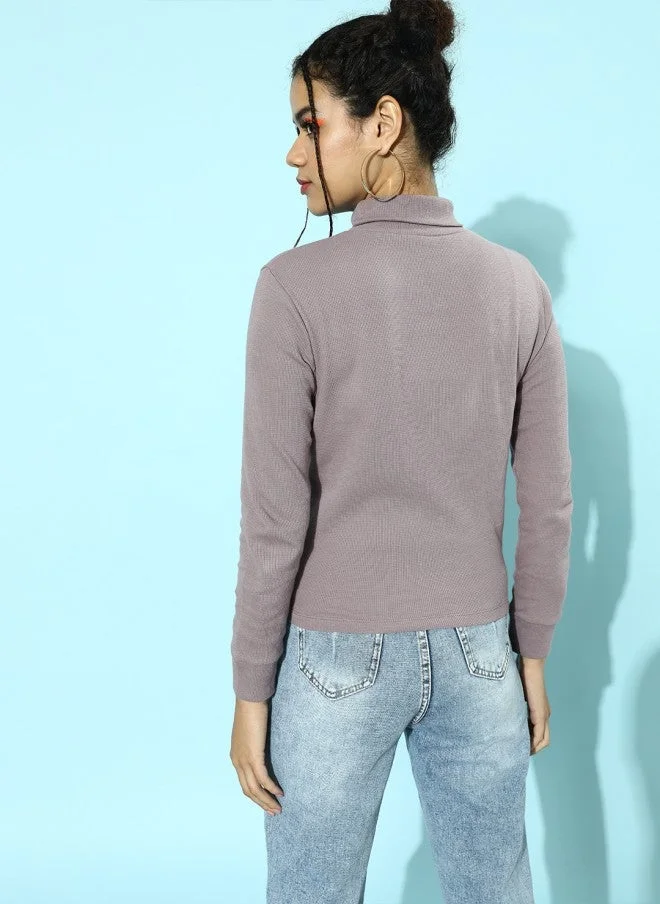 STREET 9  Beautiful Grey Solid Knitted Top for Women for Women | Best Price UAE