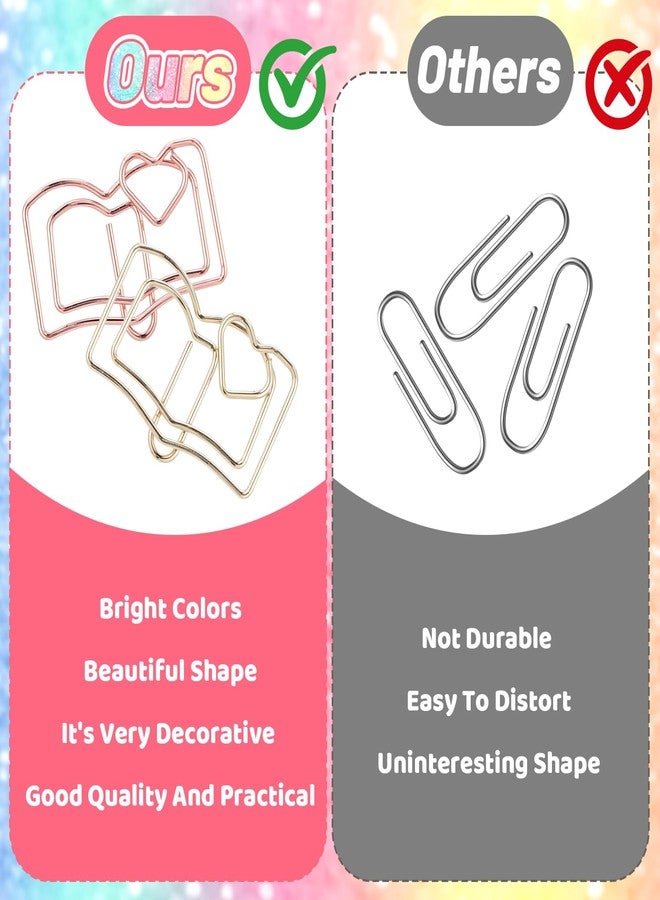 MBAIYO Book Shape Paper Clips Bookmark, 30pcs Stainless Steel Book with Heart Paper Clip Gold and Rose Books Bookmark Funny Paperclips with Heart Document Organization Office School Desk Wedding Deco - Image 5