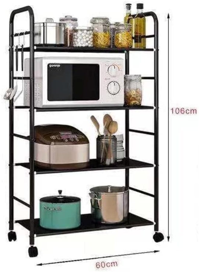 VITION Kitchen Baker's Organizer Shelves with Rolling Wheels, Metal Heavy Duty Free Standing Rack for Garage Home Closet Oven Pot Spice Jars Storage (4 Tier) - Image 3