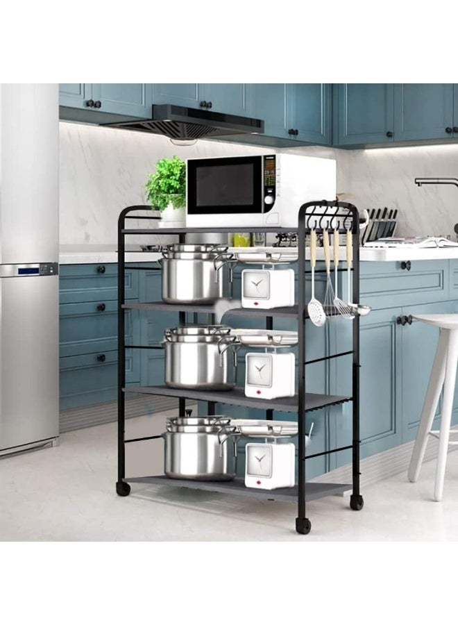 VITION Kitchen Baker's Organizer Shelves with Rolling Wheels, Metal Heavy Duty Free Standing Rack for Garage Home Closet Oven Pot Spice Jars Storage (4 Tier) - Image 2