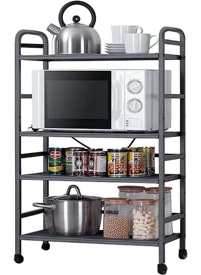VITION Kitchen Baker's Organizer Shelves with Rolling Wheels, Metal Heavy Duty Free Standing Rack for Garage Home Closet Oven Pot Spice Jars Storage (4 Tier) - Image 1