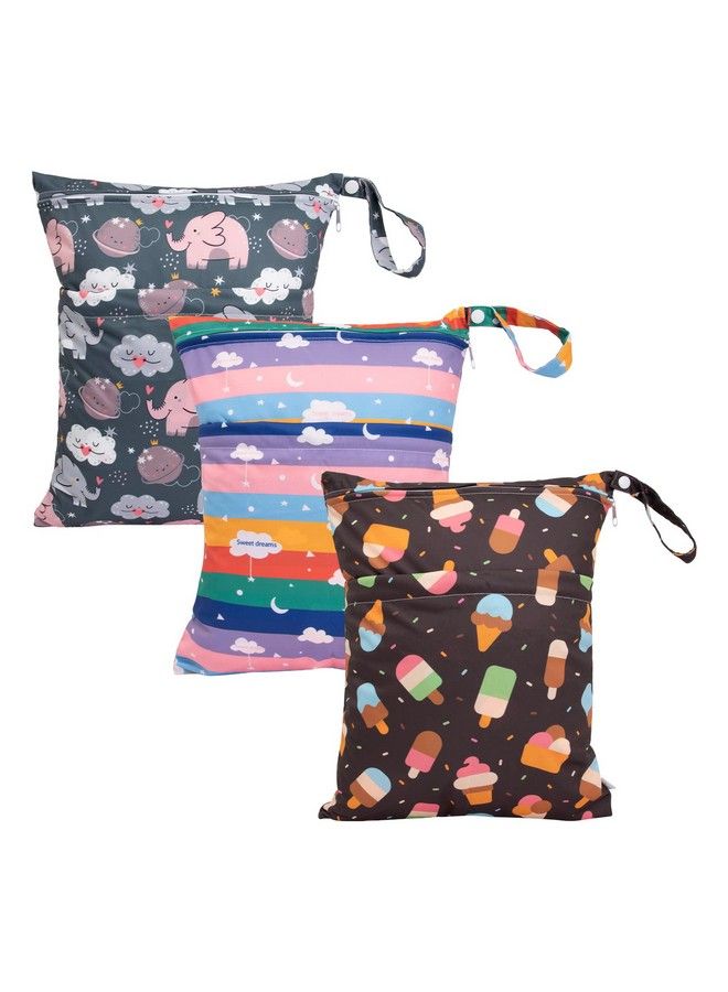 babygoal Wet Dry Bags For Baby Cloth Diapers Washable Travel Bags Beach Pool Gym Bag For Swimsuits & Wet Clothes With Two Zippered Pockets 3 Pack 3Ln27 - Image 1