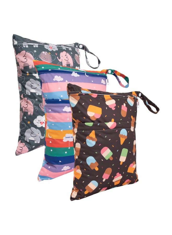 babygoal Wet Dry Bags For Baby Cloth Diapers Washable Travel Bags Beach Pool Gym Bag For Swimsuits & Wet Clothes With Two Zippered Pockets 3 Pack 3Ln27 - Image 4