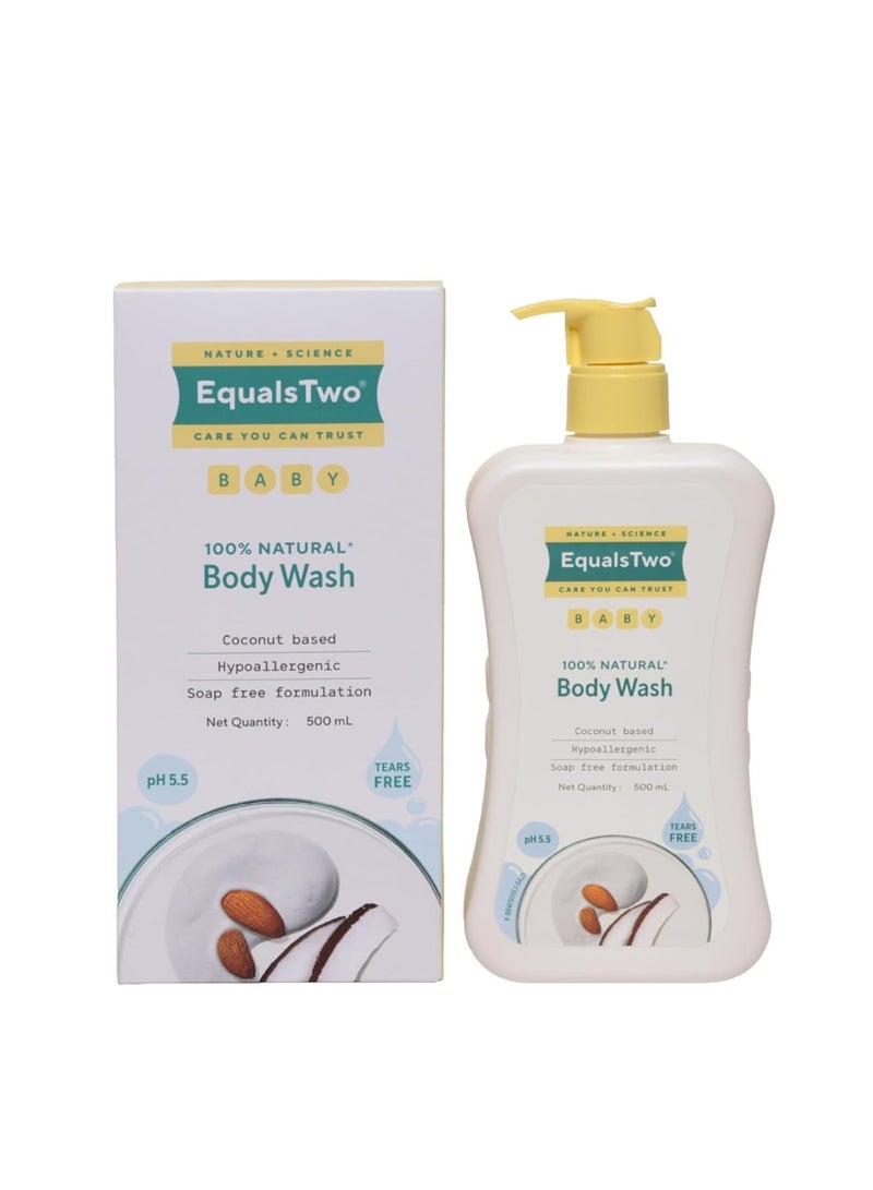 EQUALSTWO by Zydus Baby Body Wash 500ml, Tear-free & Soap-free, Head to Toe Baby Wash for Bath, Hypoallergenic & Dermatologically Tested, pH 5.5, Gentle Hydration for All Skin Types, (Pack 1) - Image 1