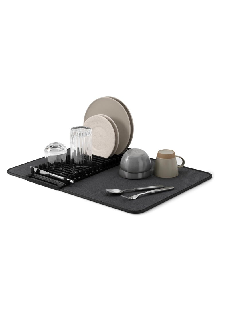 Generic Microfiber dish drying mat and holder with dish drainer made of high-quality plastic - lightweight, space-saving design that can be folded for easy storage, standard, multi-color  - Image 1