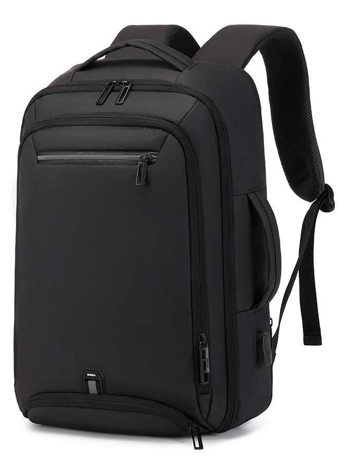 RAHALA Rl-5306 Expandable 15.6 Inch Laptop Travel Backpack Waterproof Business USB, Black  - Image 1