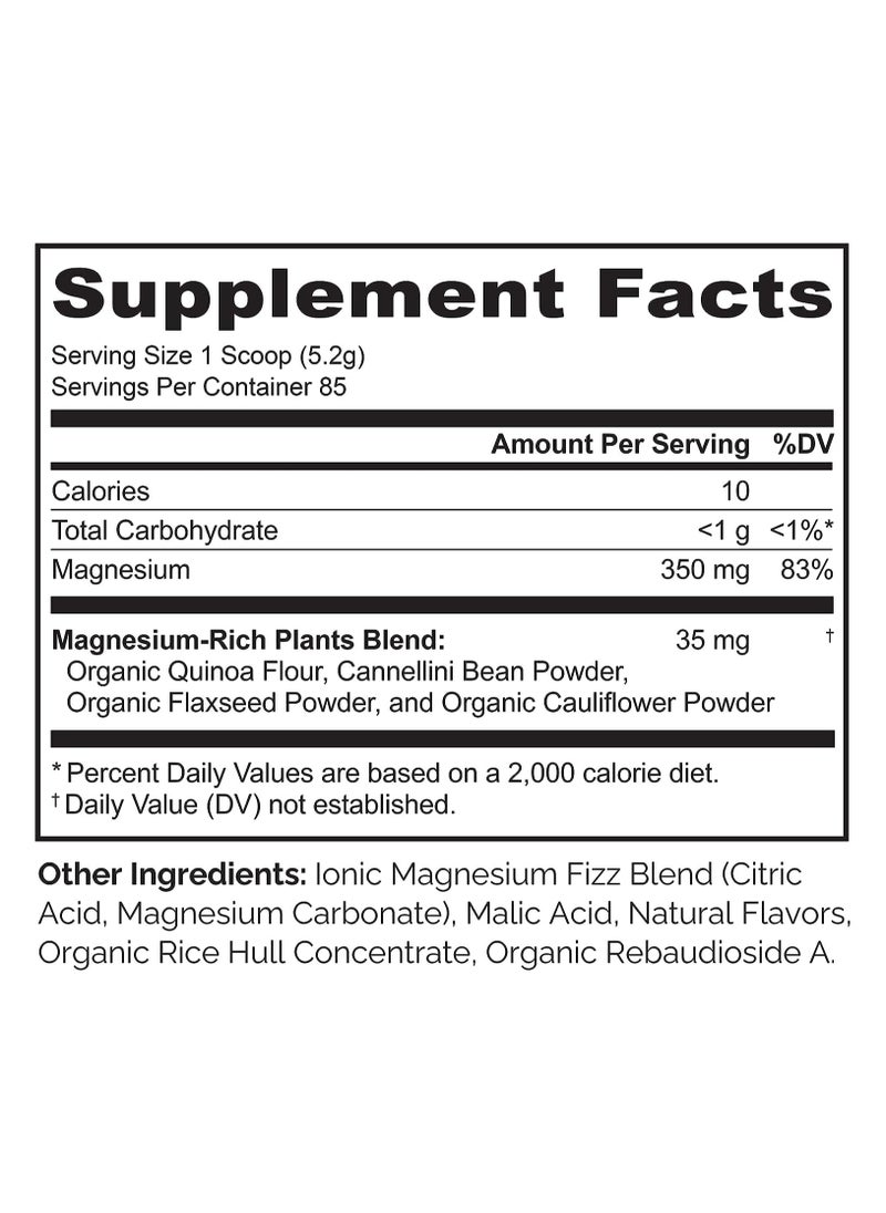 NATURELO - Magnesium Whole Food Powder with Magnesium rich plant blend formulated to support Stress Relief & Relaxation Dietary Supplement 442g 15.59oz- Raspberry Lemon Flavor - Image 1