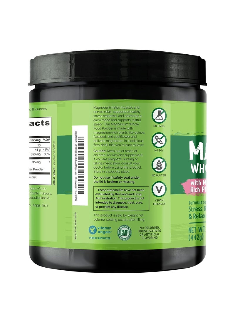 NATURELO - Magnesium Whole Food Powder with Magnesium rich plant blend formulated to support Stress Relief & Relaxation Dietary Supplement 442g 15.59oz- Raspberry Lemon Flavor - Image 1