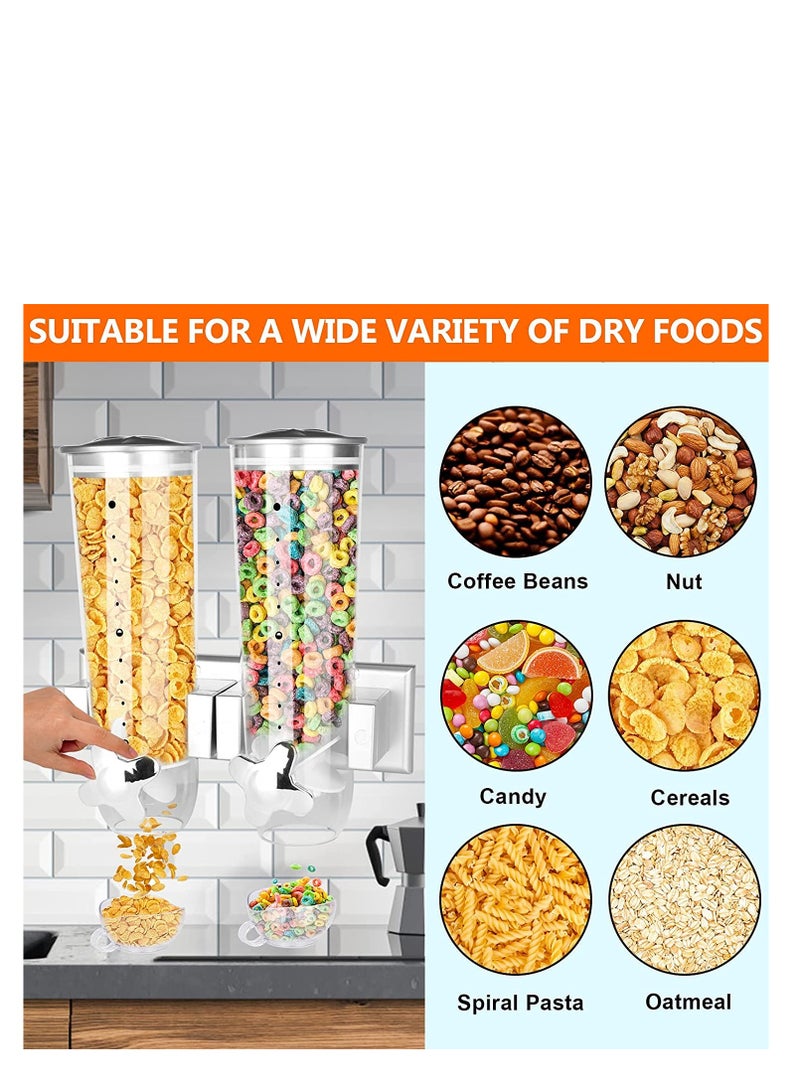 Barakah Cereal Dispenser Wall Mounted, Large Grains Dispenser Wall Mounted Dry Food Dispenser with 2 Cups Wall Mounted Candy Dispenser for Store Coffee Beans Nut Snacks Kitchen Cereal Container Storage 3 L - Image 5