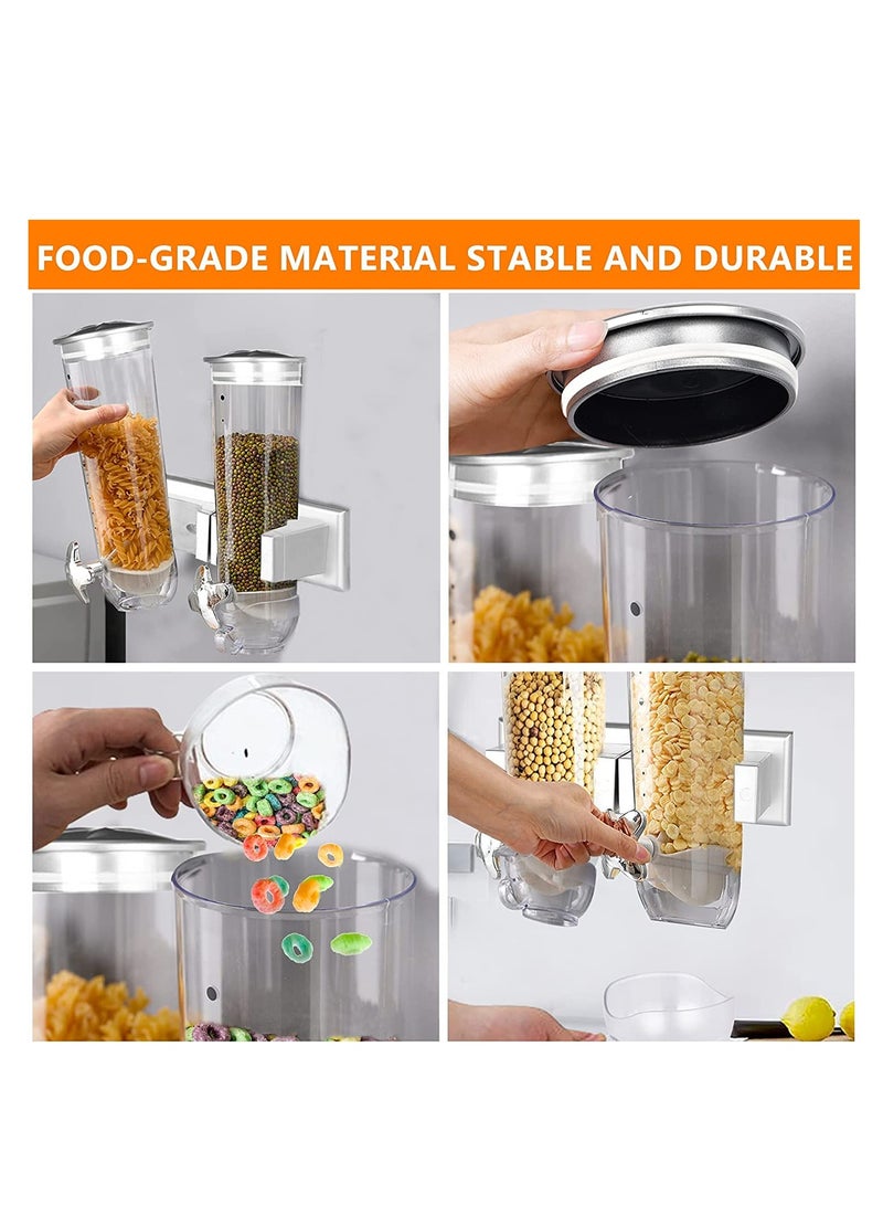 Barakah Cereal Dispenser Wall Mounted, Large Grains Dispenser Wall Mounted Dry Food Dispenser with 2 Cups Wall Mounted Candy Dispenser for Store Coffee Beans Nut Snacks Kitchen Cereal Container Storage 3 L - Image 3