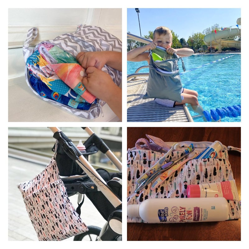 ALVABABY 3pcs Baby Cloth Diaper Wet Dry Bags Waterproof Reusable with Two Zippered Pockets Travel Beach Pool Daycare Soiled Baby Items Yoga Gym Bag for Swimsuits or Wet Clothes 3L-YA132 - Image 4