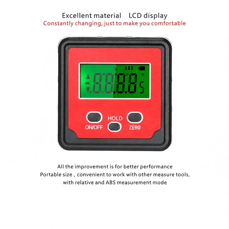 GemRed Level Box Angle Gauge Digital Angle Finder Inclinometer Level Gauge Magnetic Base - Image 3