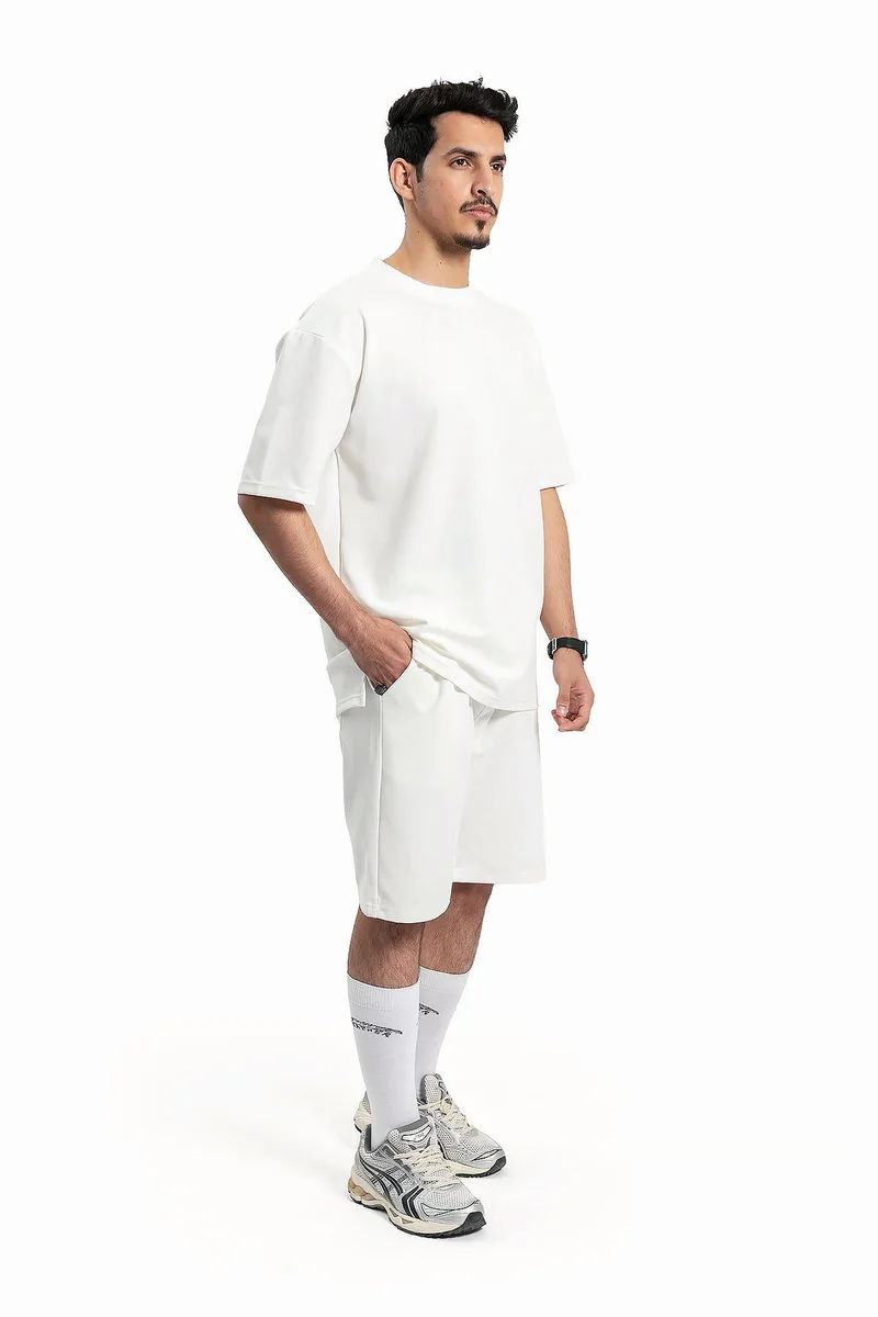 Wecre8 Men's White T-Shirt and Shorts Set By WECRE8